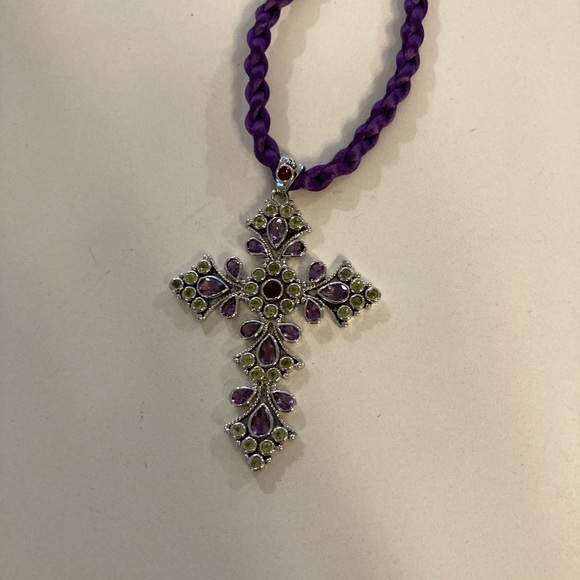 NEW Sterling silver Cross, 3 inch on a 16in rope checker - Picture 3 of 7